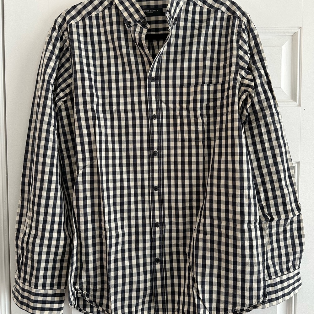Men's Black and White Checkered Shirt